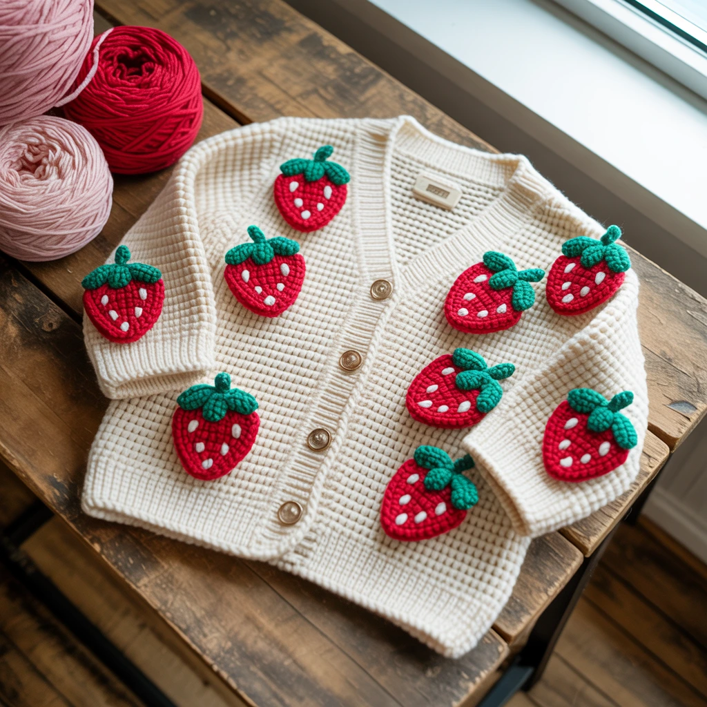 Crochet Strawberry Cardigan
