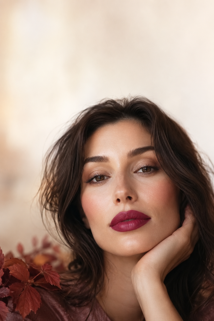 Berry Plum Lips in Autumn Light