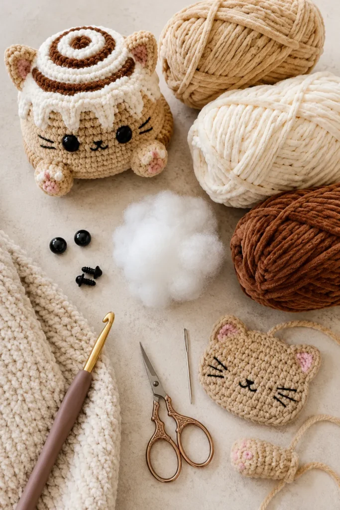 Cozy Cat Amigurumi Craft Flat Lay