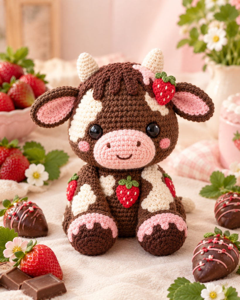 Crocheted Strawberry Chocolate Cow