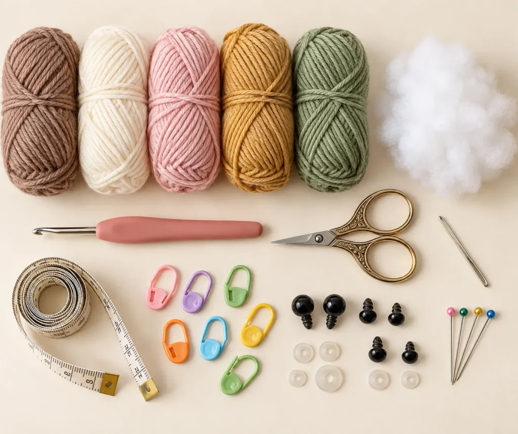 Crochet Amigurumi Supplies Flat Lay