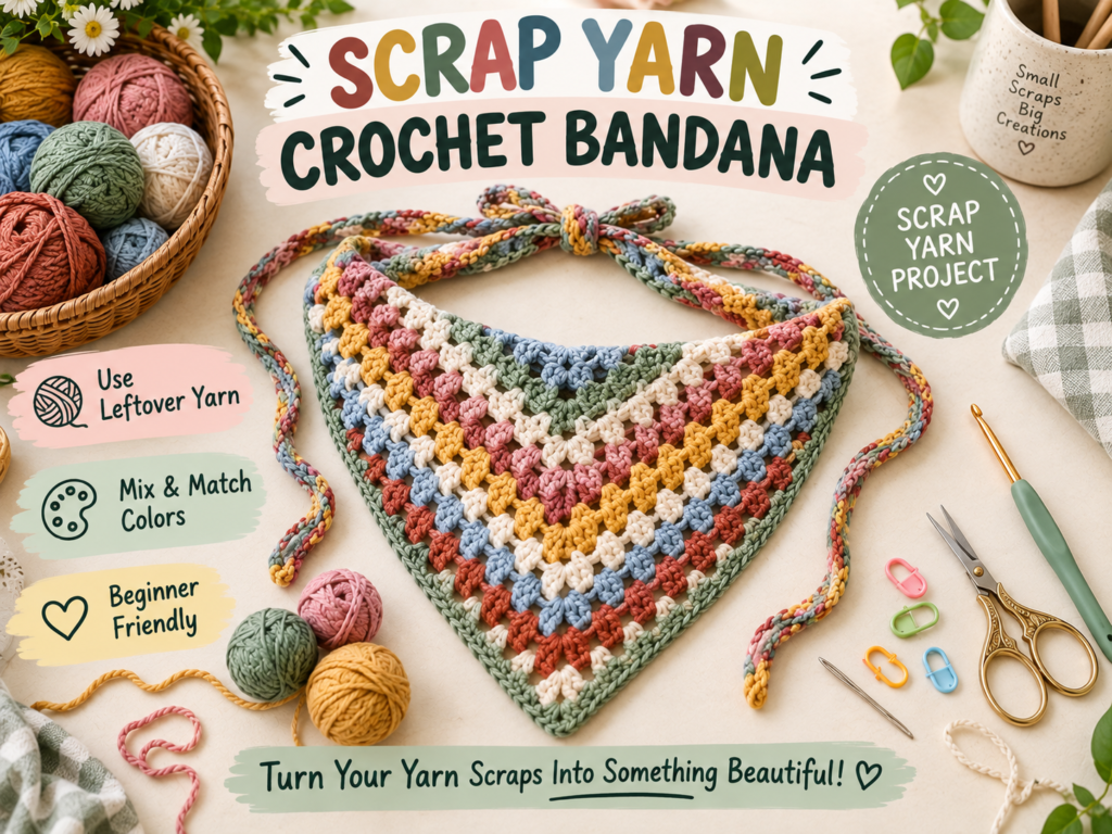 Scrap Yarn Crochet Bandana Tutorial